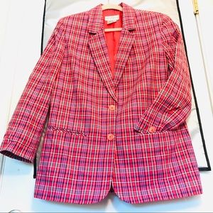 Kim Rogers ladies Plaid oversized blazer Size 10